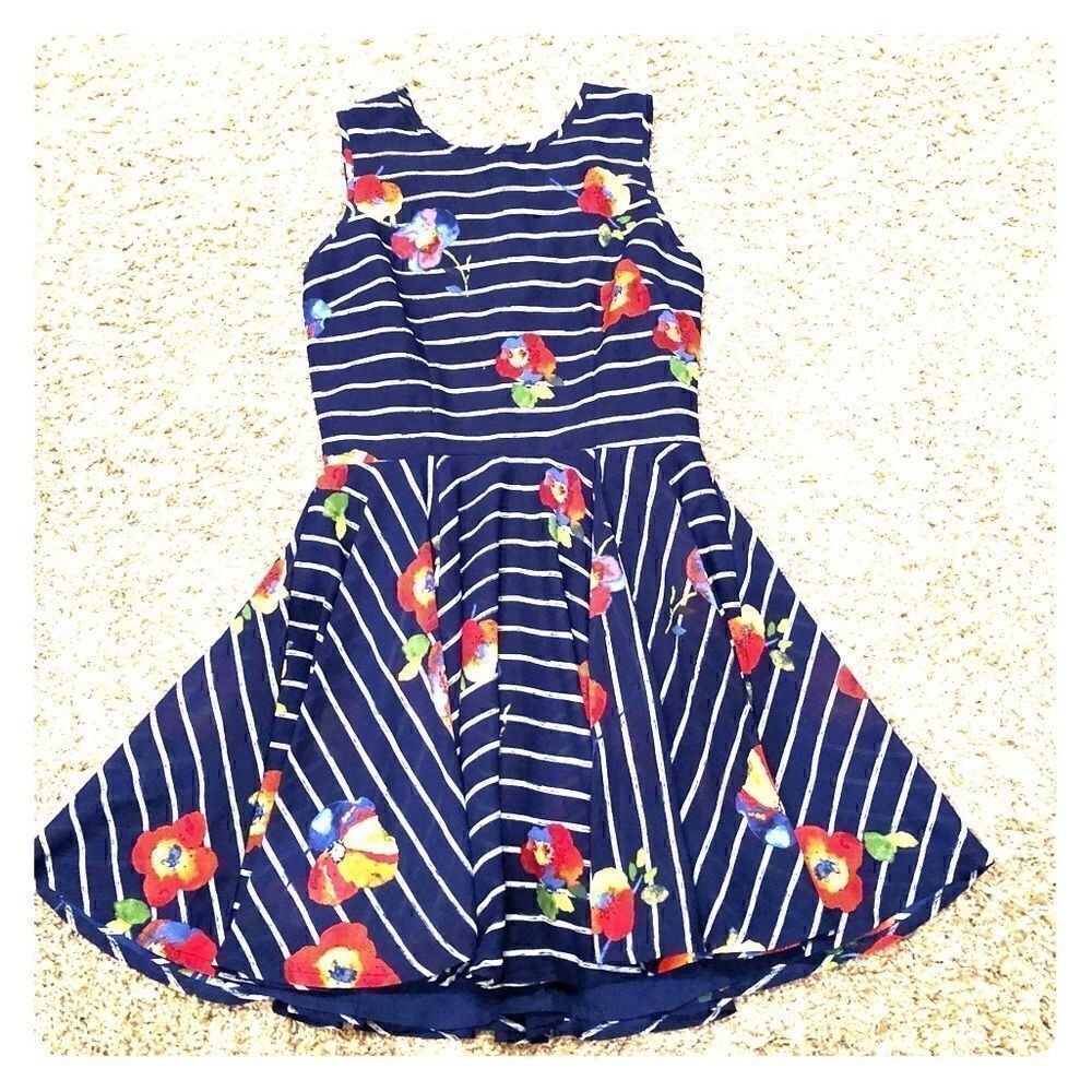 Maison Jules Medium Floral Striped Dress